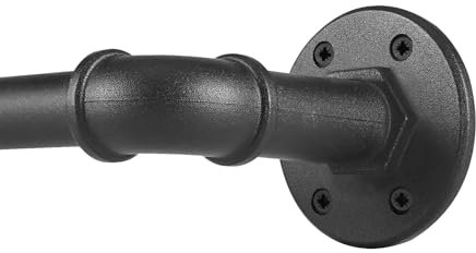 Tringle Rideau Style Industriel Noire, Obscurcissant, Pour Rideaux à Oeillets, Rail Montage Mural et Au Plafond, Barre Extensible 88-188cm