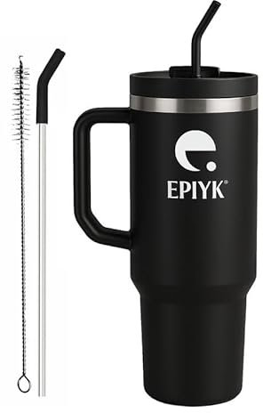 EPIYK 40oz Tumbler Travel Mug Coffee Cup Water Bottle with Straw Lid and Handle, Stainless Steel Double Wall Vacuum Insulated Thermal Bottle for Hot & Cold Coffee - 1182ml