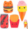 4 Stück Squishies, Squishy Spielzeug, Pommes Frites, Eiscreme, Burger Cat, Cola Squishy Toy, Slow Rising Antistress Squishies für Kinder, Erwachsene, Ostern Deko