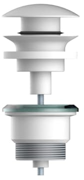 Vanne clic-clac universelle pour lavabo – Finition chromée ou blanche – Haute durabilité jusqu'à 200 000 cycles – Installation standard G1¼ (blanc)