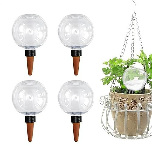 Krmoau Lot de 4 boules d'irrigation pour, 500 ml, bulbes d'irrigation automatiques, portables, multifonctions, transparents, pour balcon