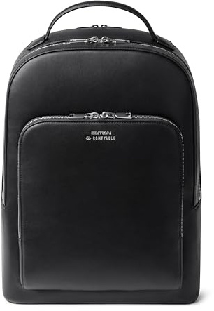 Comfyable x Edition Premium Vegan Leather Backpack for 13 14 15 16 Laptops, Business Trip Backpack with Trolley Strap & YKK Zipper, Water-repellent Durable Bag for Men Women, Daypack for Work