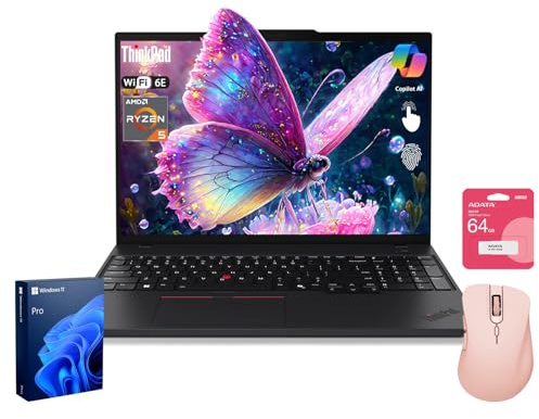 Lenovo Notebook aziendale ThinkPad E16 Gen 2, touchscreen WUXGA da 16, AMD Ryzen 5 7535U, 16 GB DDR5, SSD da 512 GB, impronte digitali, KB retroilluminato, Wi-Fi 6E, Windows 11 Pro, bundle con mouse