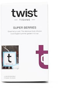 Twist Teas - Super Berries – 15 Plastic-Free Fruit & Hibiscus Teabags | Bright Berry Infusion with Apple, Elderberries, Blackcurrants & Rosehip | Naturally Caffeine-Free