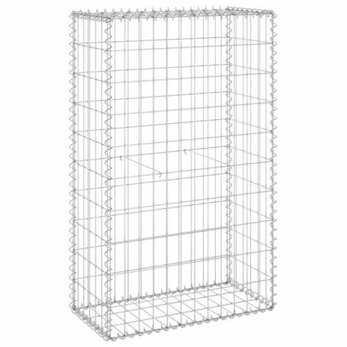 Mokuyary Gabbione parete con copertura in acciaio zincato, 60 x 30 x 100 cm, cestino in pietra per gabbioni, per paesaggio, giardino