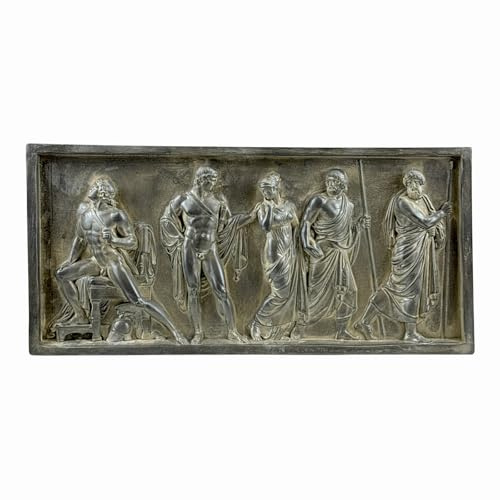 Briseis and Achilles Relief – Homer’s Iliad Wall Sculpture, Handmade Moldano Hard Plaster, Museum Copy, 15.75 in