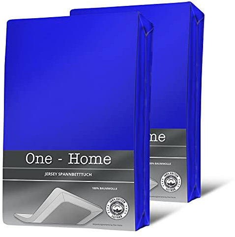 one-home 2 Spannbettlaken Boxspringbett Wasserbett Royalblau 180x200cm - 200x220cm Jersey