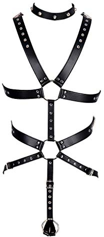 BBOHSS Herren Leder Harness Punk Brustgurt Top Cage Brust Brust halb Geschirr Verstellbarer Brustgurt Club Halloween Kostüm Zubehör