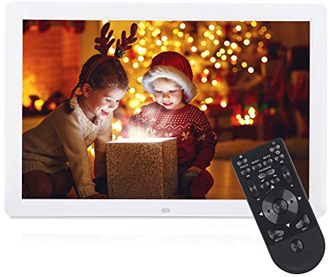 Cadre Photo numérique HD de 17 Pouces, Cadre Photo numérique, Prend en Charge la Musique/vidéo/Calendrier/réveil, pour la décoration intérieure, l'artisanat de Mode(Blanc)