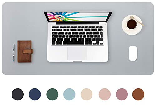 DOBAOJIA Erweitertes Mausepad Große Mausmat XL Schreibtischmatte Schreibtischunterlage für Laptop/Tastatur/Maus Schreibblock, PU Leder Wasserdicht + Wildleder rutschfest 80 x 40cm(Grau)