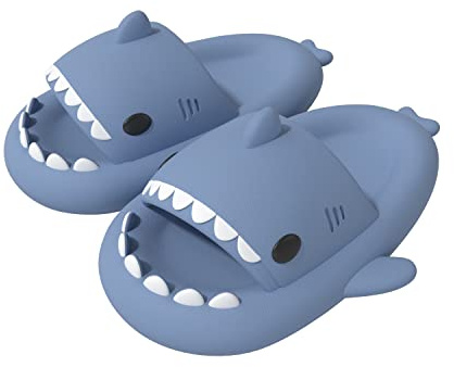 ChayChax Femme Homme Enfant Claquettes De Requin Été Shark Slides Slippers Antidérapante Chaussures De Piscine Plage Chaussons De Bain，Bleu，43/44 EU = Fabricant 44/45