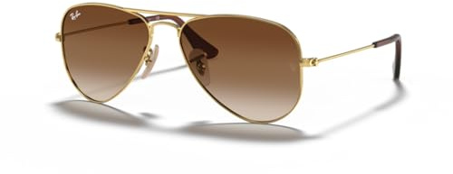 Ray-Ban Junior Kids' Aviator RJ9506S 223/13 52MM Arista/Brown Gradieent Dark Brown Aviator Sunglasses for Boys for Girls +Bundle with Accessory Eyewear Kit