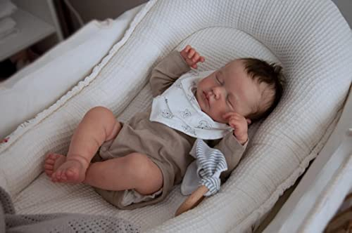 Zero pam Reborn Puppe Junge 50 cm Schlafend Neugeborene Babypuppen Lebensechte Reborn Silikon Puppen Mit Haaren Realistisches Reborn-Babyspielzeug Weicher Körper