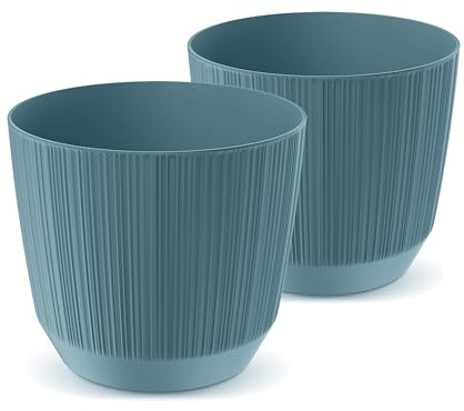 Tymar Blumentopf,Übertopf, 2er-Pack, Blumenübertopf aus Kunststoff, Matte, Runde Form (ø 11 cm, (2pack) Blau)