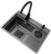 Black Kitchen Sink Stainless Steel, Undermount Kitchen Sink 1.5 Bowl with Strainer and Waste Overflow Kit,600 * 430mm