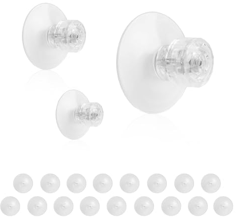 Ventouses avec Vis, 20 Pièces PVC Ventouses 40mm, Ventouses avec Filetage M4x10mm et Écrous Moletés, Ventouse Rideau Isolant Camping Car, pour Voiture, Salle de Bain, Vitre, Pare Soleil 0XBIT