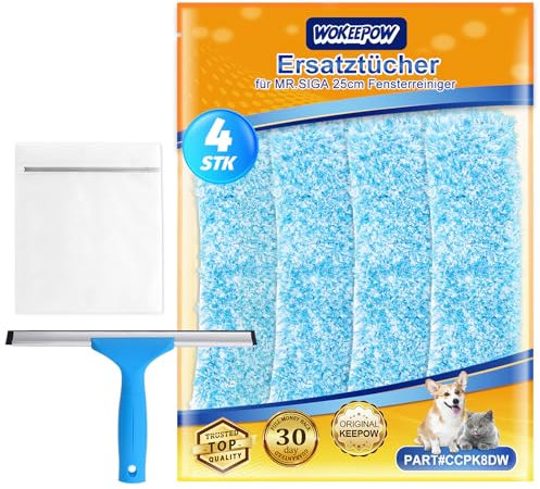 WOKEEPOW 4 Paños para MR. SIGA Rasqueta Limpiacristales, Microfibra para Rasqueta Limpiacristales Ducha 25 cm, Superabsorbente para Limpia Mamparas Ducha Cristal 25 cm (Sin Raspador de Ventana)