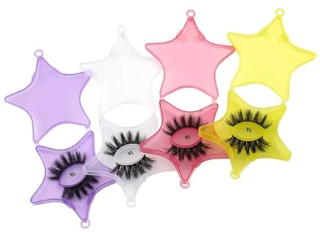 4Pcs Empty Plastic Lash Boxes Star Shape Eyelash Storage Box Travel Case 3D False Eyelashes Packaging Gift Boxes Holder Organizer for Women Girl Eyelash Storage and Packaging False Eyelashes, 4 Colors