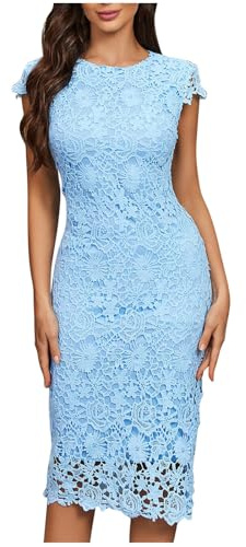 Zeiayuas Cocktail Dress for Women UK Lace Floral Bridesmaid Midi Dress Short Sleeve Bandage Prom Ball Gowns Party Club Dresses Ladies Evening Dress Wedding Guest Outfits