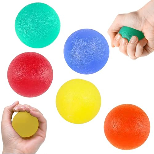 Cfcyhla 5 stycken handterapibollar, äggformade greppbollar, anti-stressboll för styrketräningsutrustning