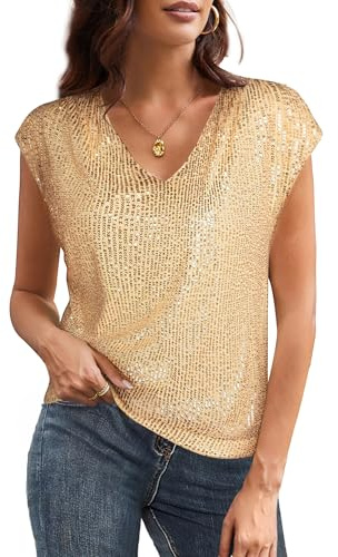 GRACE KARIN Hauts Courts Scintillants pour femmetops à Paillettes brillantesélégants et festifstunique Blouse pour Noël et fêtes