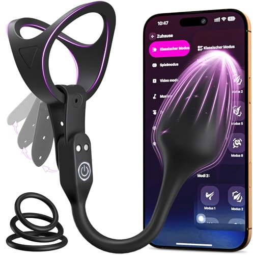 Vibrator Prostata Stimulation Männer, Analplug Sex Spielzeug für die Männer mit 9 Vibration Modi APP Fernbedienung, Vibration für Frauen mit 3 Penisring Sex Toyset für Man