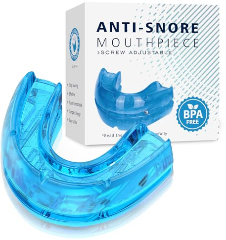 Anti Snoring Mouthpiece – Adjustable Boil-and-Bite Mouth Guard for Snoring, Mandibular Advancement Device with Case Blue