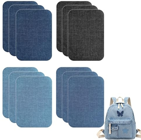 12 unidades de parches de tela para planchar,Aplicables con Plancha Interior & Exterior, parches de reparación de tela para ropa, zapatos, jeans, sombreros