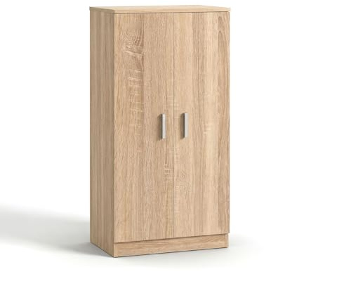 duehome | Zapatero Armario, Mueble Auxiliar, Acabado en Roble Canadian, Modelo Liam 55, Medidas: 55 cm (Largo) x 108 cm (Alto) x 36 cm (Fondo)