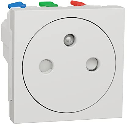 Schneider Electric - Unica, Prise 2P+T, FR, 90°, Affleurant, Raccord Rapide, Blanc, Méca Seul - NU305218