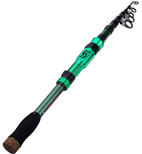 Sougayilang Fishing Rod Telescopic Fishing Rod Portable- 24 Ton Carbon Fiber,CNC Machined Reel Seat, Comfortable EVA Handle, Travel Fishing Pole for Bass Trout Fishing(Green 2.4M/7.89FT)