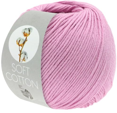 LANA GROSSA Soft Cotton | Weiches Baumwollgarn mit modernem Mikrofaseranteil | Handstrickgarn aus 70% Baumwolle & 30% Polyacryl | 50g Wolle zum Stricken & Häkeln | 140m Garn FB22