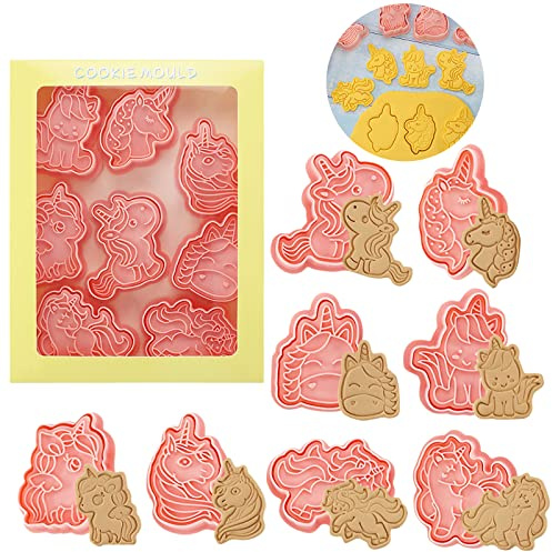 Emporte pièce, 8 Pièces Licornes Moule Biscuit, 3D Patisserie Emporte Biscuit, Moule Animaux Cookie, Emporte Pièces Animaux pour Décoration de Fondant, Biscuit, Gâteau, Pâtisserie