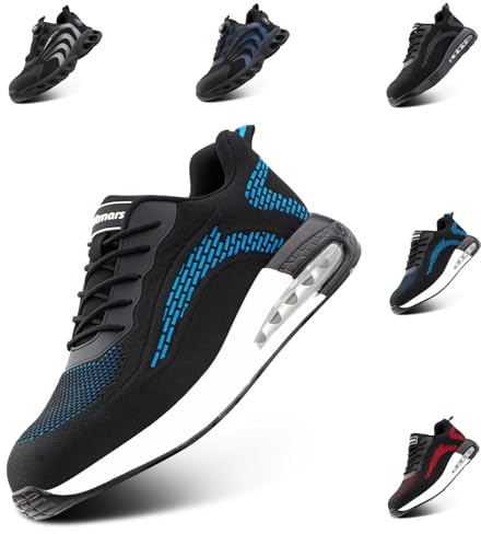 Hitmars Scarpe Antinfortunistiche Uomo da Lavoro Punta in Acciaio S1p S1 S2 S3 SRC Scarpa Antinfortunistica Uomo Sicurezza Leggere Blu HS24 Gr.46