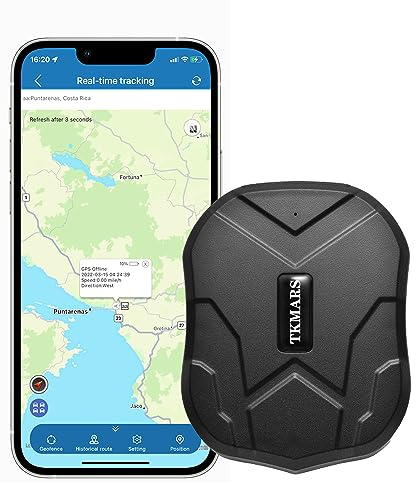 TKMARS TK905 Traceur GPS 90 Jours en Veille Suivi en Temps Réel SMS Positioning Tracker GPS Longue Autonomie Antivol Aimant Étanche IP65 Traqueur pour Voiture Camion Moto Bateau APP sans Abonnement