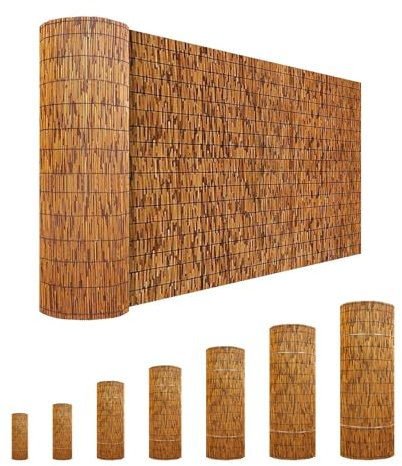 Valla De Cañas Exterior Rollo De Bambú Natural Vallas de Ocultación 80x200120x600 100x400 140x300 160x600 60x500cm Pantalla De Privacidad Para Separador De Terraza/Jardín/Patio Fácil De Instalar