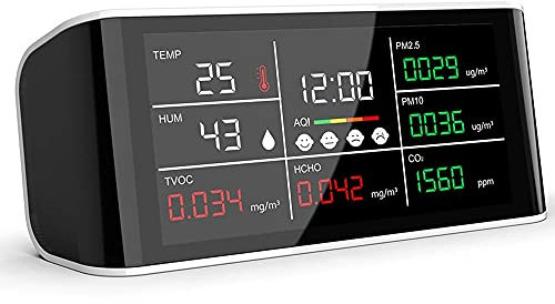 LOWBDGFU Détecteur De Dioxyde De Carbone CO2, Testeur De Température Et D'humidité PM2.5, Niveau De Dioxyde De Carbone CO2 PPM, Analyseur De Qualité De L'air