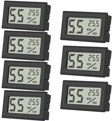 7 Pack Mini Hygrometer Indoor Humidity Meter, with Large LCD Display, Mini Digital Thermometer Humidity Gauge Meter, Indoor Thermometer Hygrometer Monitor for Home, Office, Greenhouse (Black)