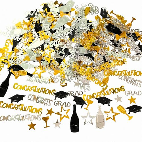Guld och svart dekorativ konfetti, examen, svensexa, examensdekoration, framgångsrik träning, examensgåva