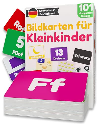 Cartes d'images pour tout-petits | Cartes d'apprentissage 1 à 3 ans | Alphabet & ABC | Lettres chiffres animaux couleurs formes | 101 cartes d'apprentissage uniques | Promotion de la langue et jouets