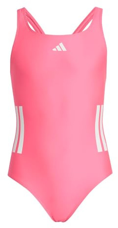 Adidas Bambine e Ragazze 3-Stripes C-Back Swimsuit, Lucid Pink/White, 13-14 Years