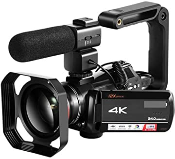 JOJIDE Videocamara, Videocámara videocámara 4K Profesional 12X Zoom óptico for Blogger transmisión en Vivo filmación(Bundle B)