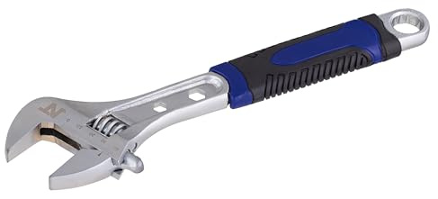 Clé À Molette en Acier carbone, longueur 300 mm, ouverture maxi 43 mm Noyon et Thiebault | Poignée ergonomique bimatière | Mollette de réglage crantée | Idéale pour les travaux de plomberie.