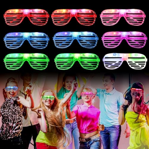 YISKY Gafas Luminosas LED, Fiesta Gafas Neón, Gafas LED Parpadeantes para Fiestas, Gafas Luminosas De Moda, Gafas Led para Fiestas de DJ, Cumpleaños, Raves, Concierto, Carnaval