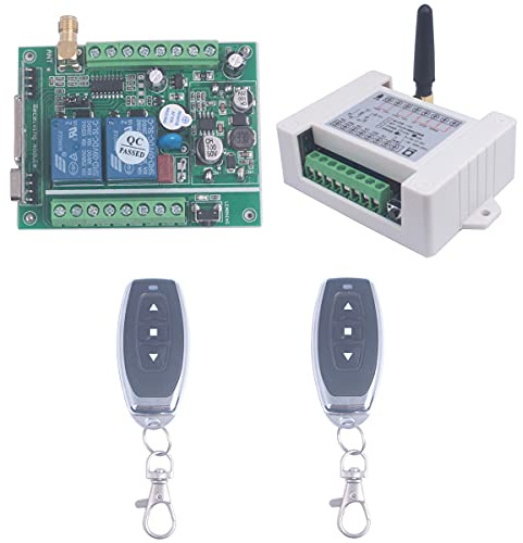 12V 24V 36V 2CH Universal Garage Door Remote Switch 433Mhz Wide Range Motor Forward and Reverse, 2 Channel Wireless Switch Garage Door keypad Universal Wireless (2X Control 433MHz)