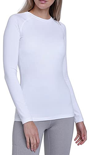 TCA Thermounterwäsche Damen Extra Warm - Thermo Unterwäsche für Sport - Thermoshirt Funktionsshirt Langarm - Kompressions Laufoberteil - Weiss, S