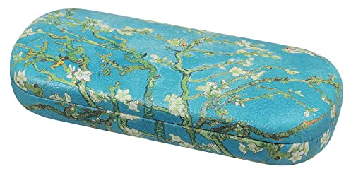 MoKo Funda Protectora Rígida de Gafas de PU, Estuche de Anteojos de Protección Total Anti-arañazos, Organizador de Gafas para Almacenar Gafas de Lectura, Gafas Ópticas, Gafas de Sol, Flor de Almendro
