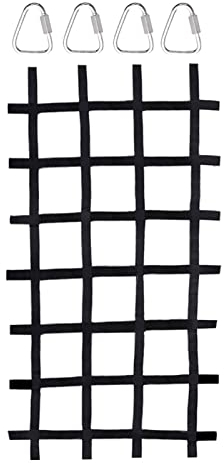 Slackline Kletternetz, für drinnen und draußen, 225,4 x 117,8 cm, Netz mit Haken, Baumhaus, Dschungel, Fitnessstudios, Kletterseil, Netz