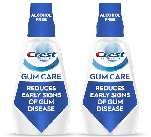 Crest Pro-Health Gum Care Mouthwash, Antibacterial, 1L, 2 Pack, Anti gingivitis, Alcohol Free Mouth Rinse, Bad Breath Treatment, Fluoride Rinse for Adults, Plaque Remover, Cool Wintergreen