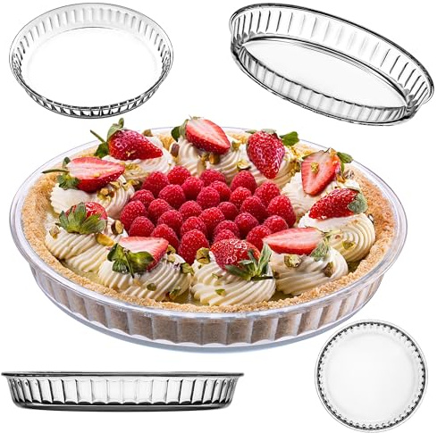KADAX Teglia per torta, ø 28 cm, in vetro resistente al calore, per torte, quiche e torte, stampo per quiche